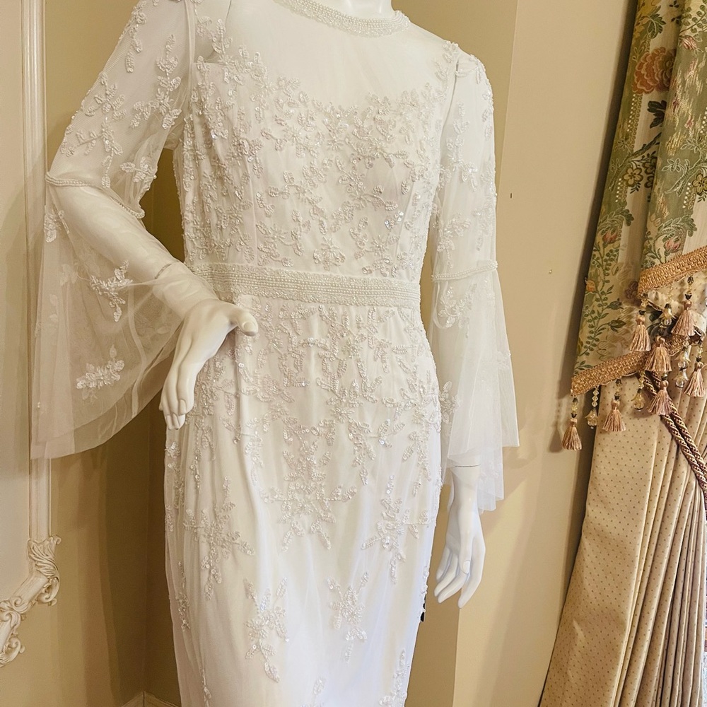 Adrianna Papell Women's Beaded Sheath Dress Size 12 - Picture 8 of 16